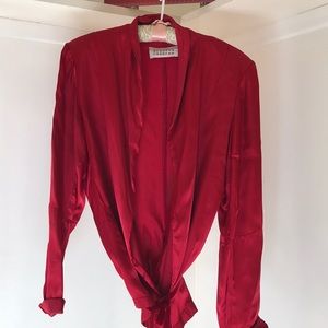 Marquessa Holiday Red Smoking jacket blouse